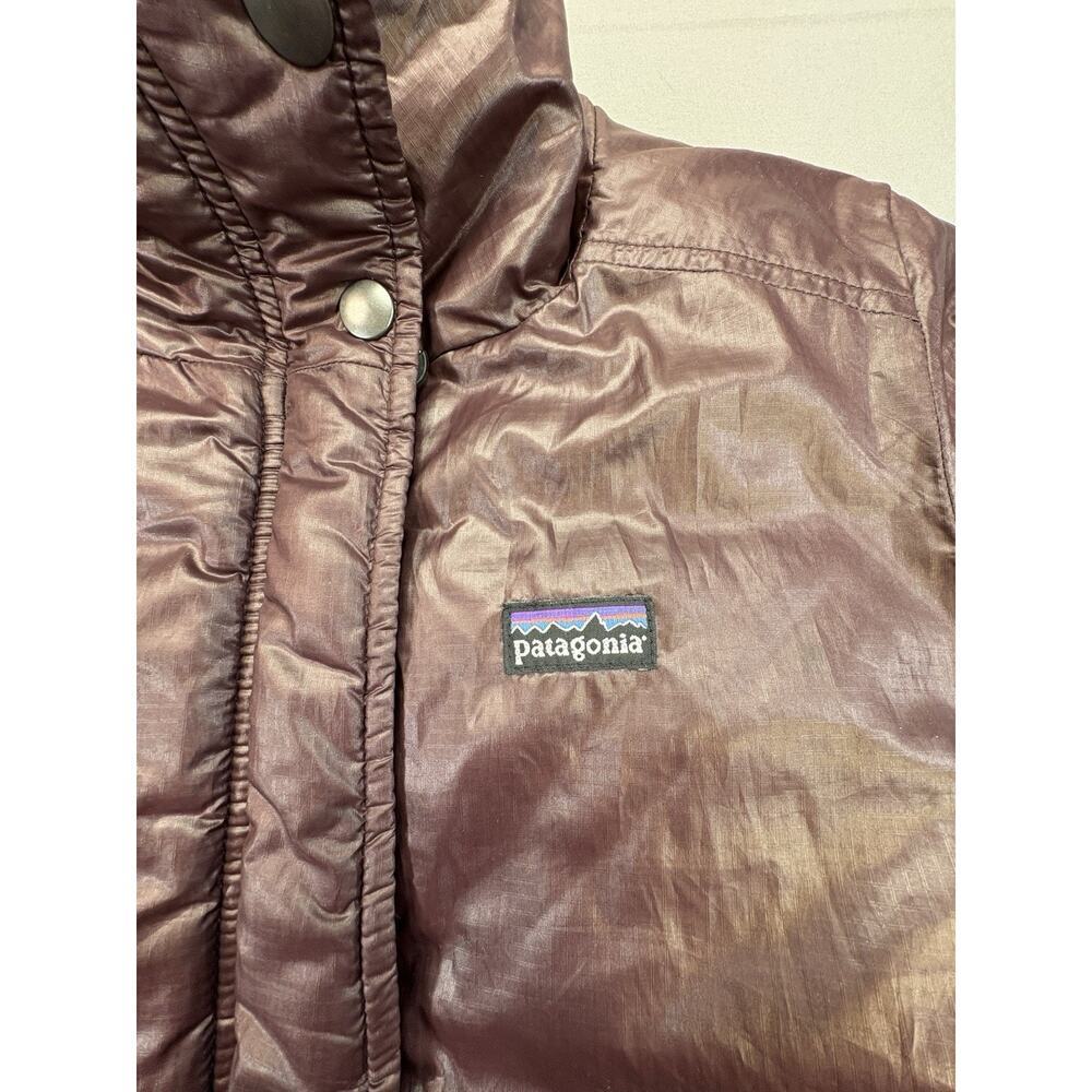 Patagonia Girls Medium 10 Insulated Long Coat Cocoa Parka Full Zip Pockets - Picture 13 of 14